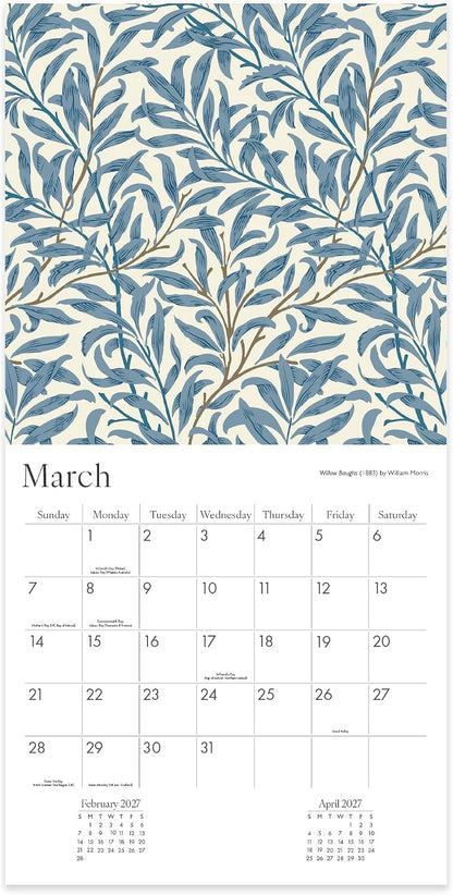 William Morris 2027 Square Wall Calendar - Monthly Planner