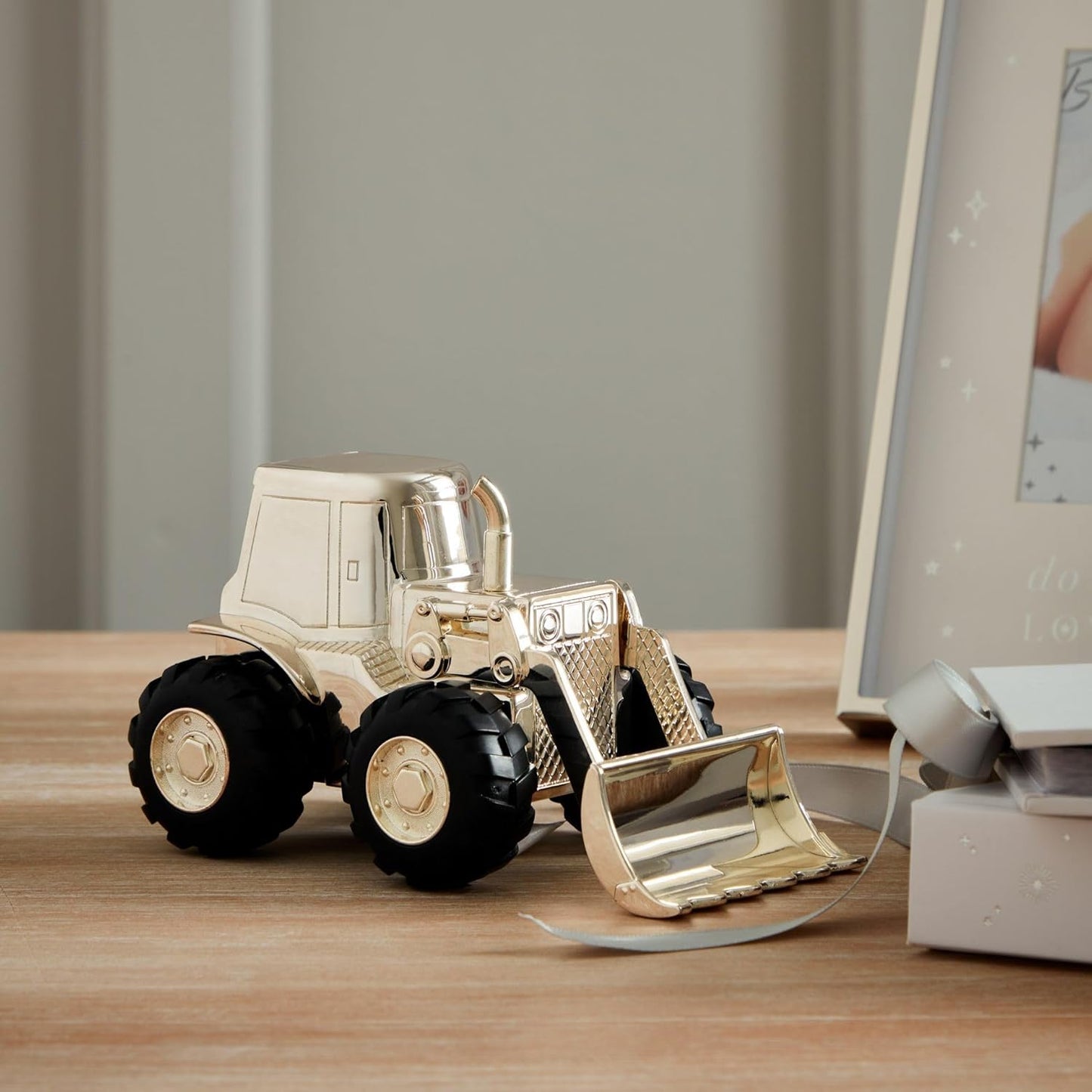 Bambino Front Loading Digger Silver Plated Money Box