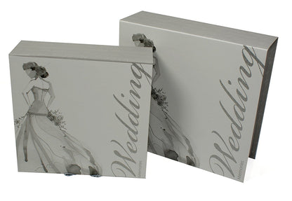 Set Of Two Wedding Memories Keepsake Boxes (SILVER)