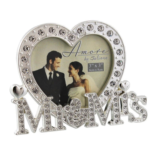Amore by Juliana - Silverplated Mr & Mrs Photo Frame - 3" x 3"
