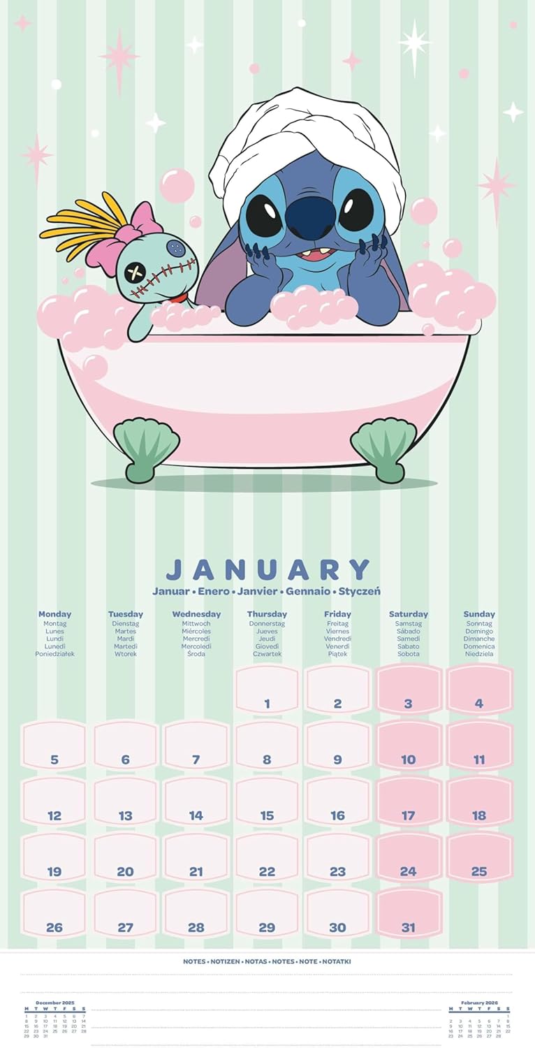 Disney Lilo & Stitch 2026 Square Wall Calendar – Official 16-Month Calendar Featuring Beloved Characters
