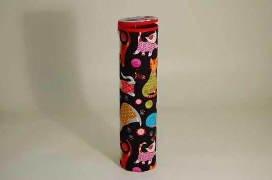 Knitting Pin holder - Fabric Cylinder Tube with Cartoon Cats Design