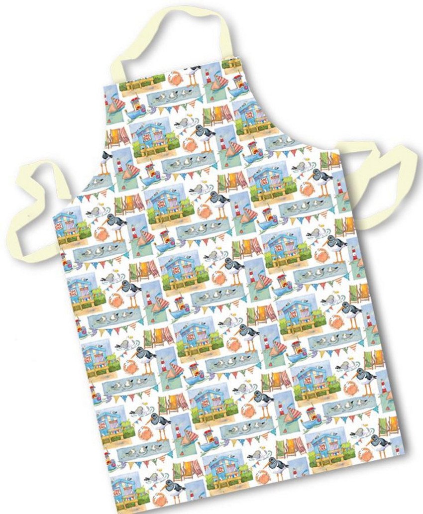 Emma Ball Coastal Seaside Design Cotton Apron - Adult Size