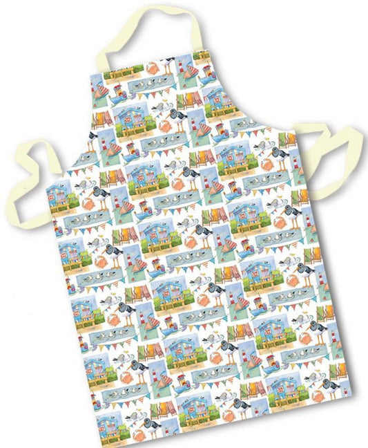 Emma Ball Coastal Seaside Design Cotton Apron - Adult Size