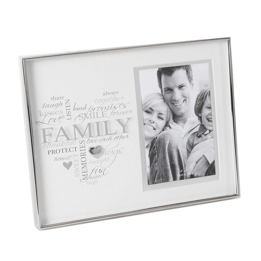 Celebrations Heartfelt Moments Nickel Plated Frame Heart 4" x 6" - Family