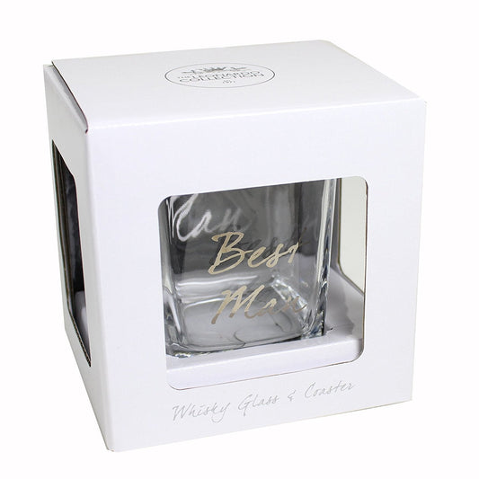 Wedding Best Man Whisky Glass & Coaster Thank You Gift