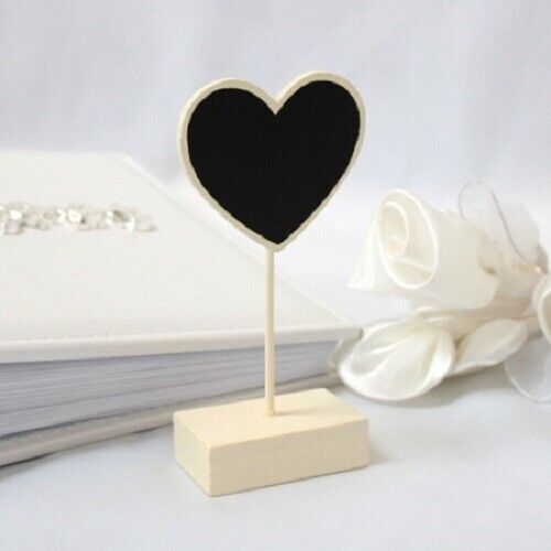 Heart Shaped Placecard Holder Chalk Board - Pack 6 in Ivory