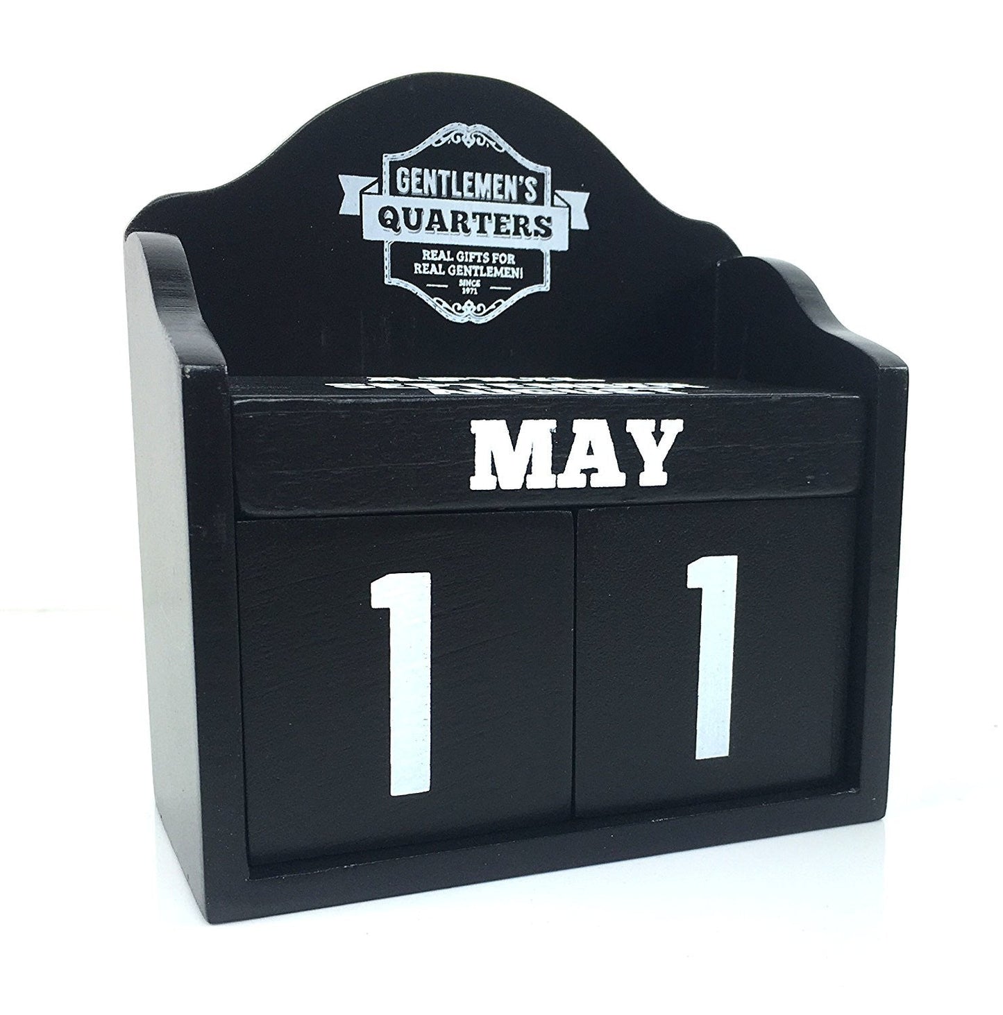 Gentlemen's Quarters Perpetual Wooden Block Calendar - Black
