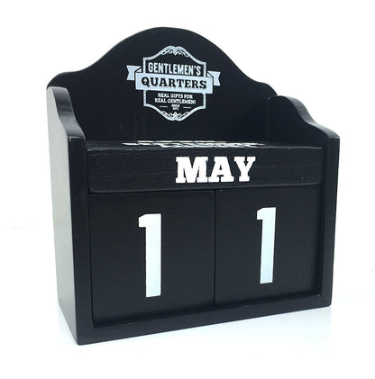 Gentlemen's Quarters Perpetual Wooden Block Calendar - Black