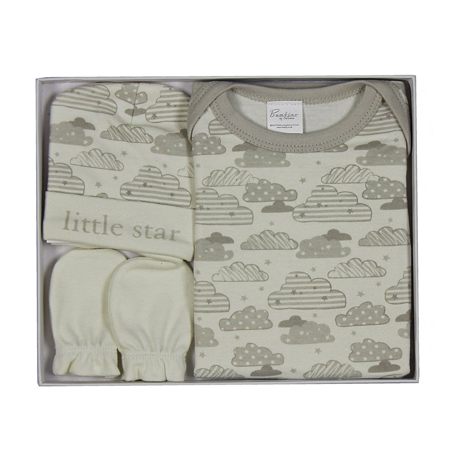 Bambino By Juliana Baby Gift Set - Babygrow Body Suit Hat & Mittens