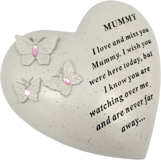 Mummy Memorial Butterfly Heart with Pink Gems