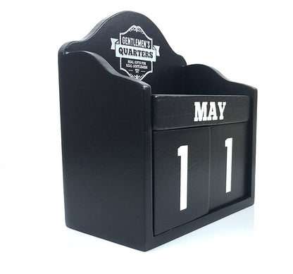 Gentlemen's Quarters Perpetual Wooden Block Calendar - Black