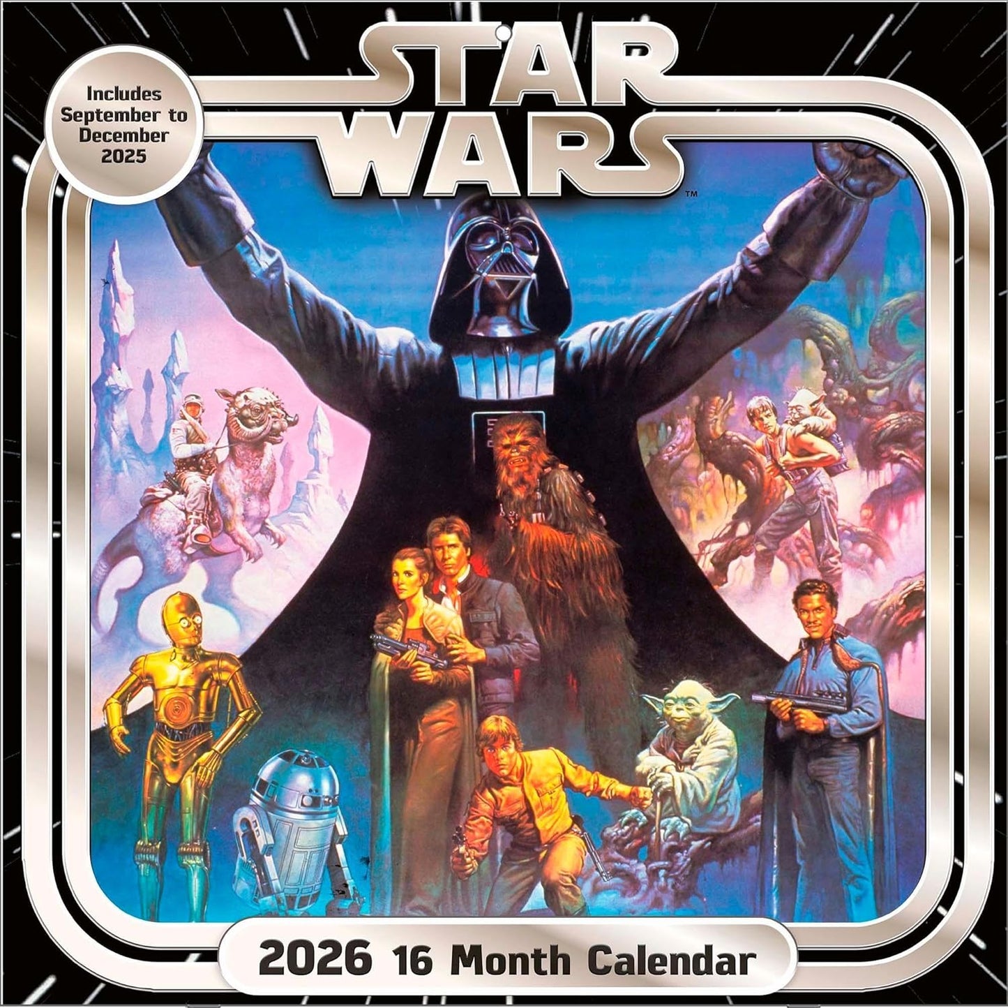 Star Wars 2026 Square Wall Calendar – Official 16-Month Sci-Fi Calendar Featuring Iconic Characters