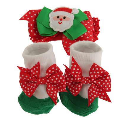 Nursery Time Baby Christmas Headband and Socks Set