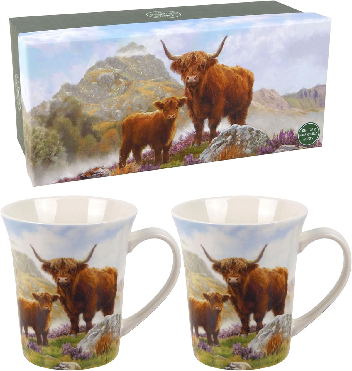 Leonardo Collection Highland Cow Mug Set of 2 China Tea & Coffee Mugs