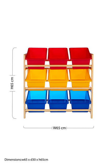 Pixel Kids Multi Coloured 3 Tier Storage Unit with Pine Wood Frame