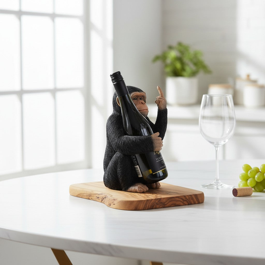 Monkey Bottle Holder on Olive Wood Base