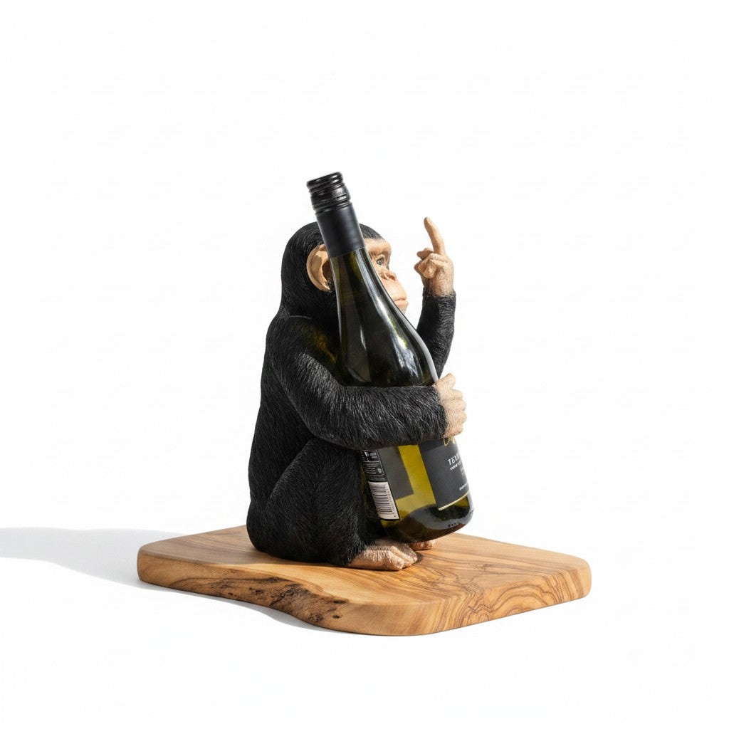 Monkey Bottle Holder on Olive Wood Base