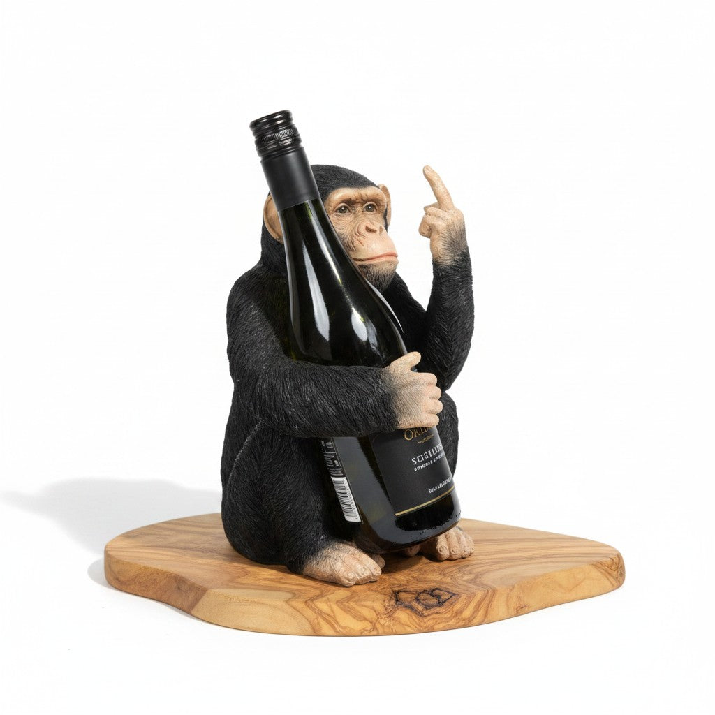 Monkey Bottle Holder on Olive Wood Base