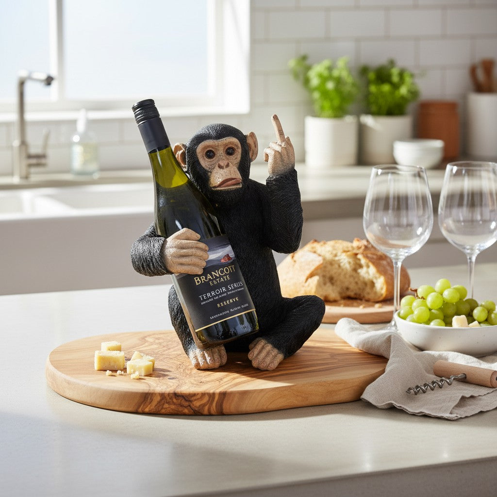 Monkey Bottle Holder on Olive Wood Base