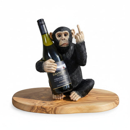 Monkey Bottle Holder on Olive Wood Base