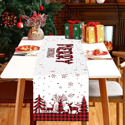 Festive Merry Christmas Tablecloth Table Runner