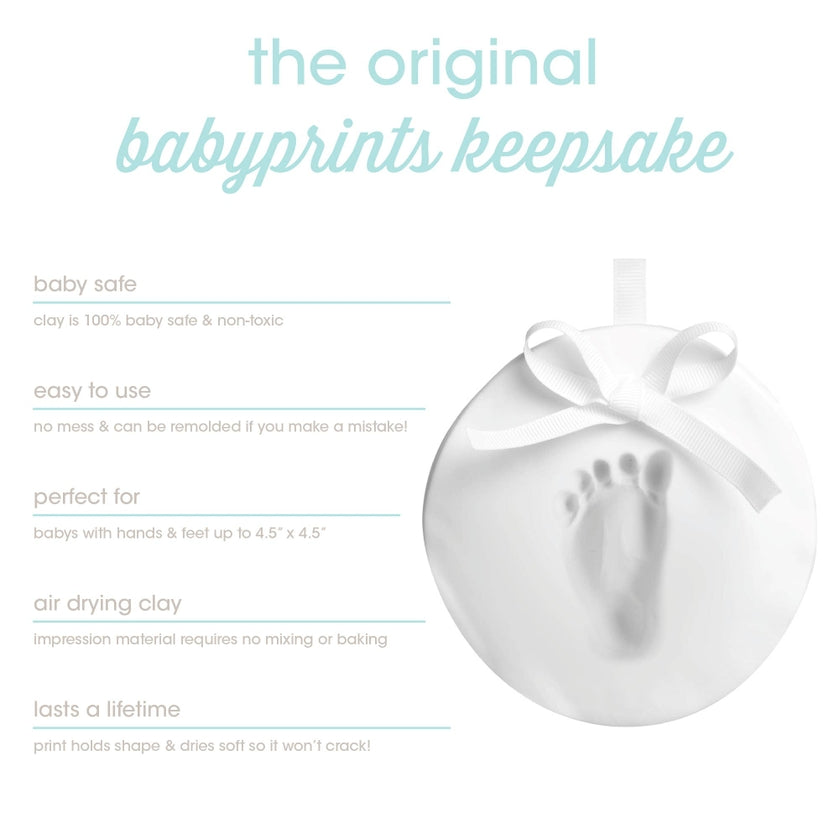 Babyprints Keepsake Hand / Foot Print Hanging Ornament, White