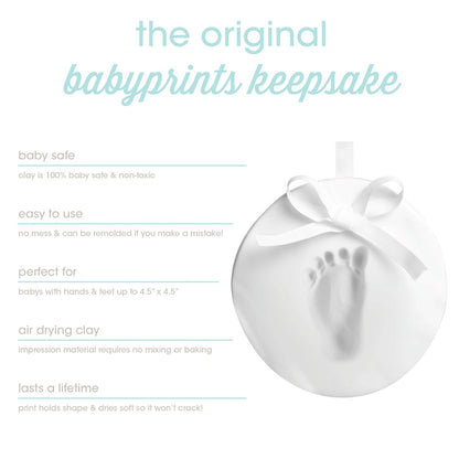 Babyprints Keepsake Hand / Foot Print Hanging Ornament, White