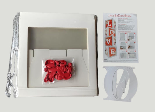 Love Balloon Boxes - Valentines Wedding Engagement Decor Includes 16 Balloons, Red