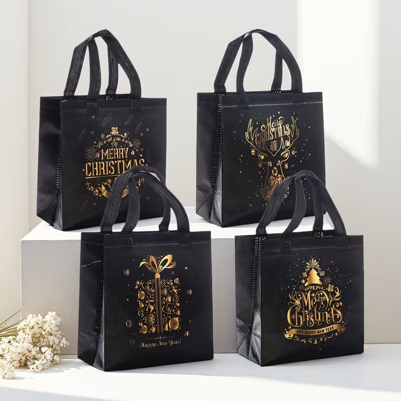 Black Christmas Gift Bag with Handle - Assorted Designs