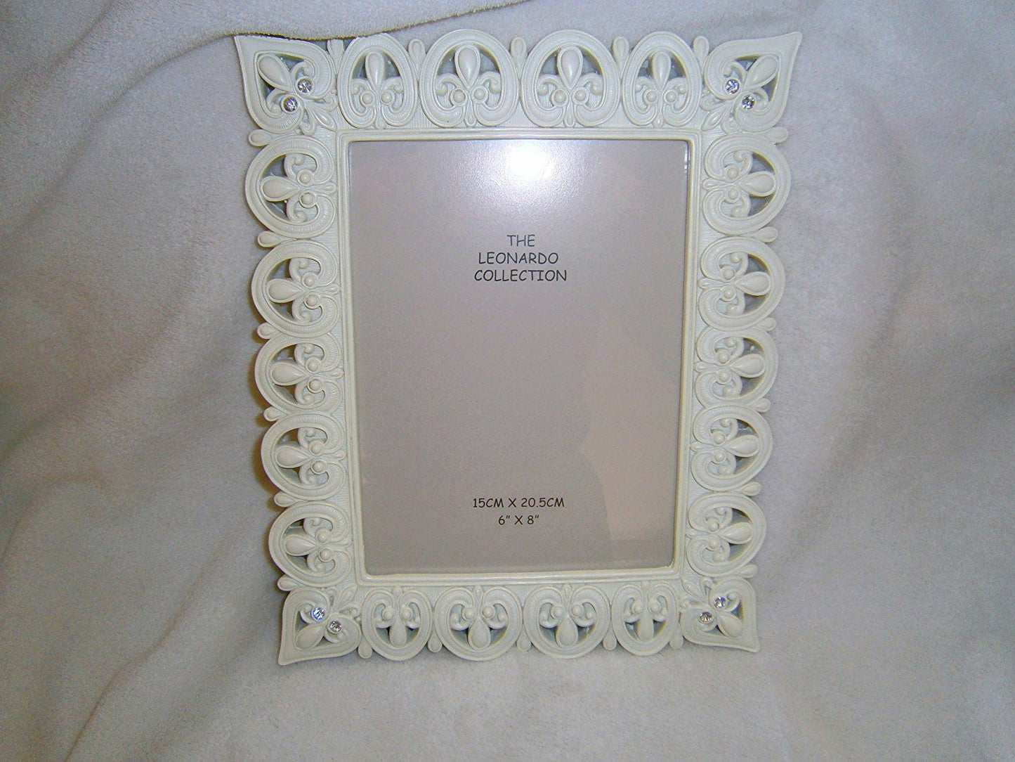 Leonardo Collection 6x8" Hearts Antique Cream Style Photo Frame with Diamante Corners