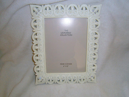 Leonardo Collection 6x8" Hearts Antique Cream Style Photo Frame with Diamante Corners