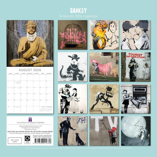 Banksy 2026 Family Square Wall Calendar - 16 Month (Sept 2025-Dec 2026)