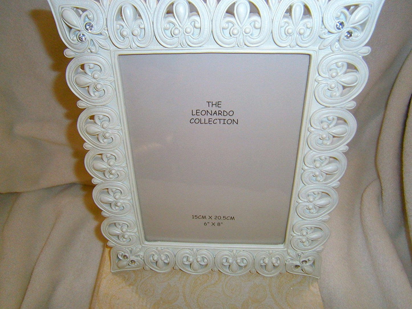 Leonardo Collection 6x8" Hearts Antique Cream Style Photo Frame with Diamante Corners