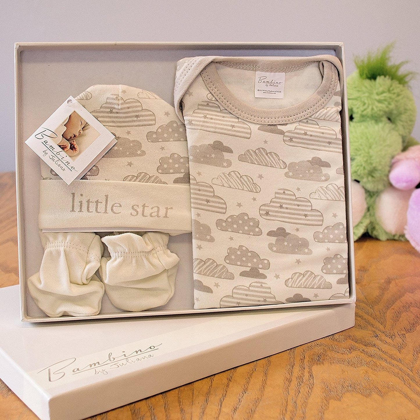 Bambino By Juliana Baby Gift Set - Babygrow Body Suit Hat & Mittens