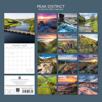 Peak District 2026 Square Wall Calendar, 16-Month Scenic Britain Theme