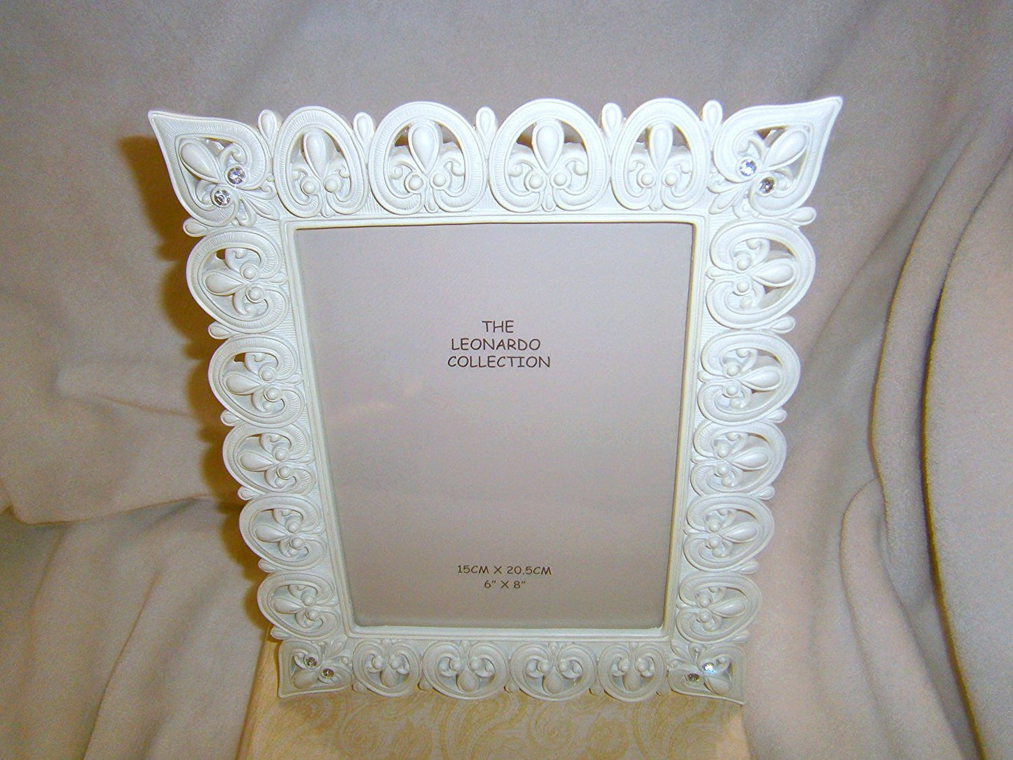 Leonardo Collection 6x8" Hearts Antique Cream Style Photo Frame with Diamante Corners