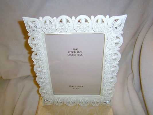 Leonardo Collection 6x8" Hearts Antique Cream Style Photo Frame with Diamante Corners