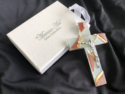 Murano Art Deco Hanging Glass Cross