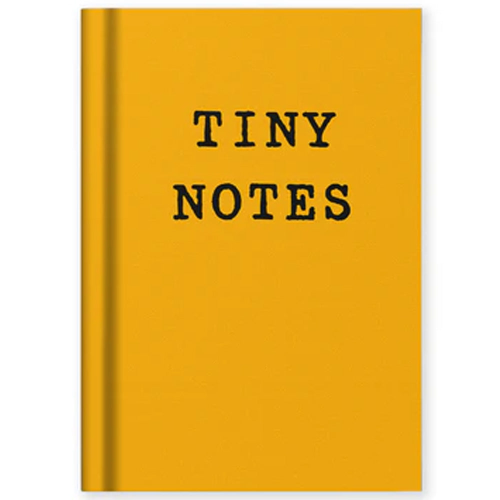 Yellow A7 hardback notebook with TINY NOTES title on front cover