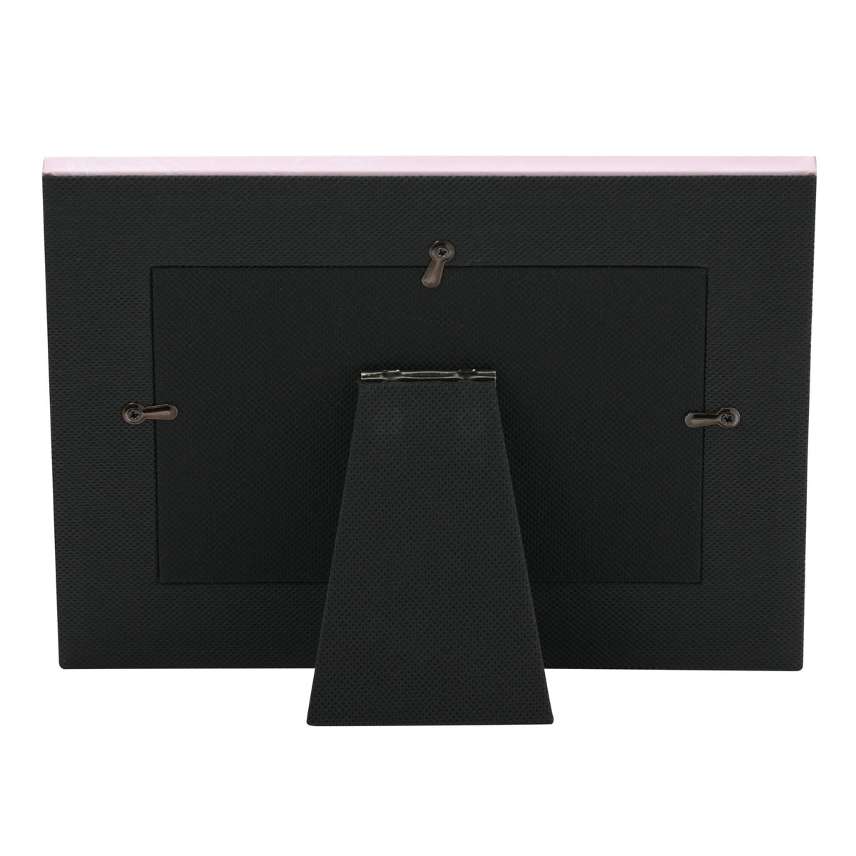 Black photo frame back with tabletop stand and hanging hook