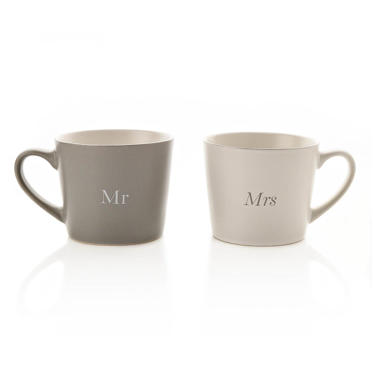 Amore Set of 2 Grey & White Mugs - Mr & Mrs