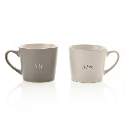 Amore Set of 2 Grey & White Mugs - Mr & Mrs