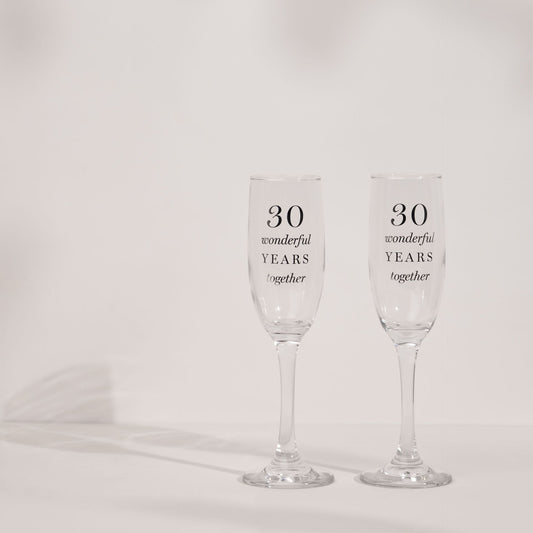 Amore Champagne Flutes Set of 2 - 30th Anniversary