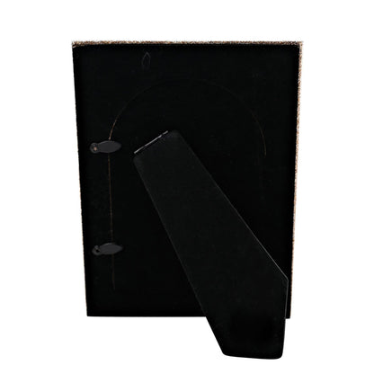 White 4x6 photo frame with black easel backing and angled stand
