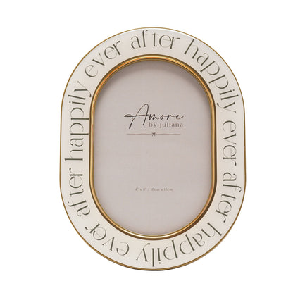 Oval photo frame with gold inner rim and 'Amore by Juliana' photo opening