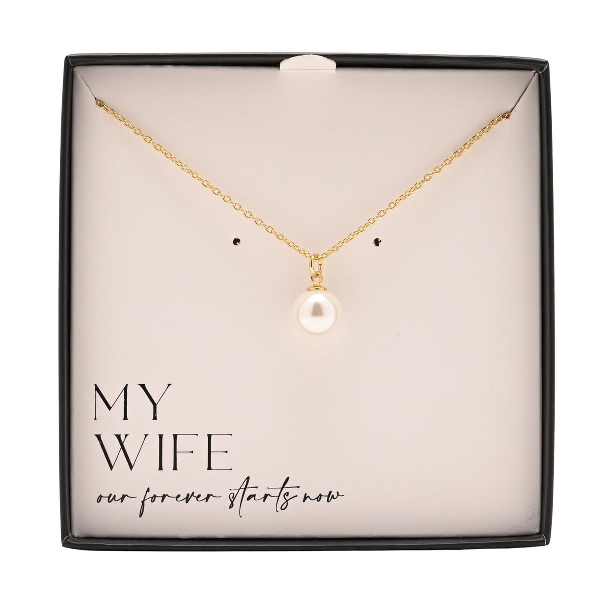 Gold plated necklace with faux pearl pendant centerpiece and short chain