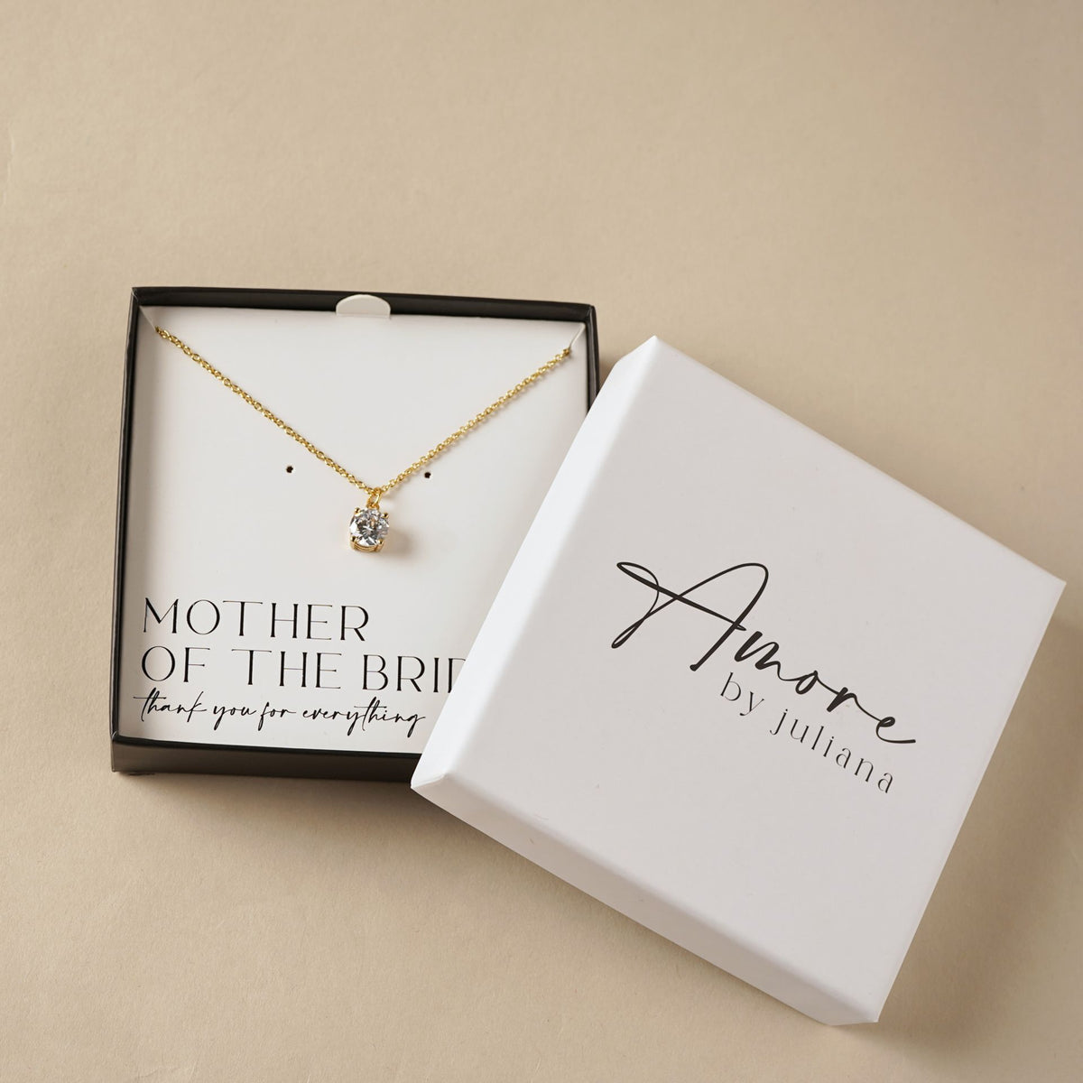 Gold-plated necklace with round crystal pendant in gift box