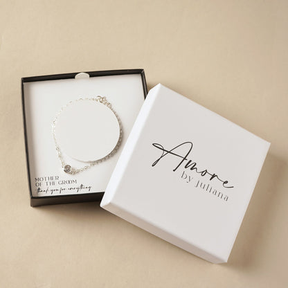 Silver-plated link bracelet with round charm, in gift box