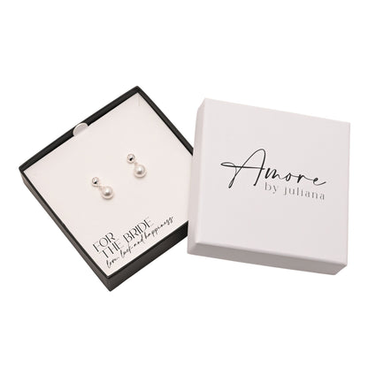 Amore Silver Plated Earrings Faux Pearl - Bride